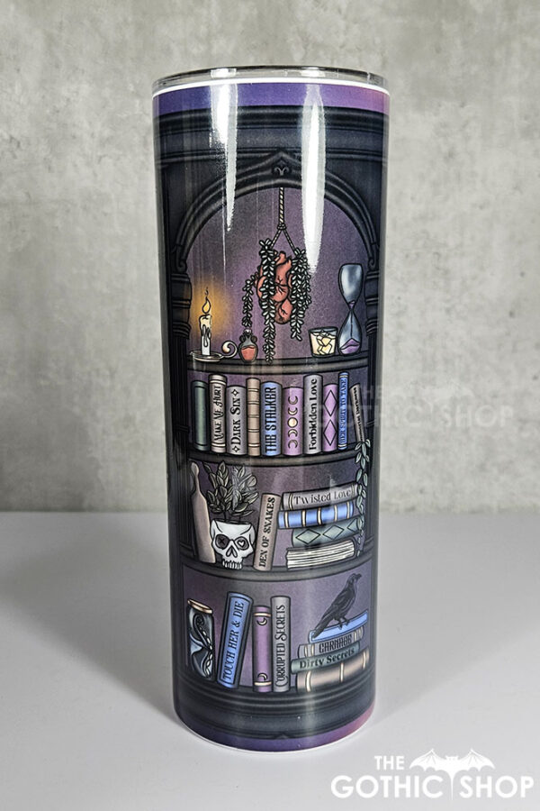 dark romance oddities library bookcase burgundy gothic 20oz straight tumbler