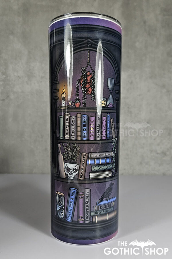 dark romance oddities library bookcase burgundy gothic 20oz straight tumbler