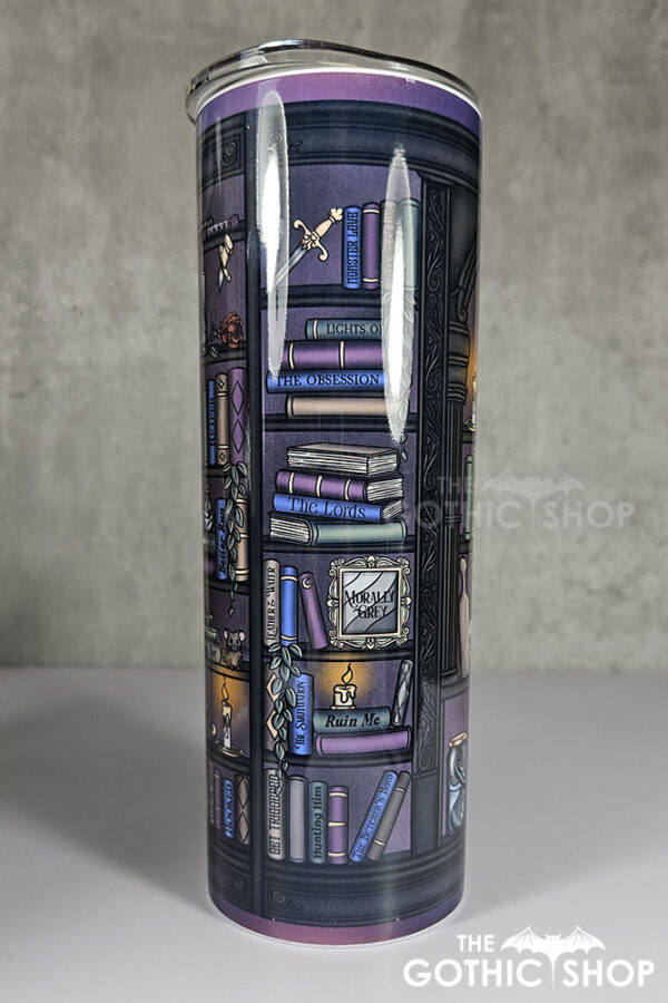 dark romance oddities library bookcase burgundy gothic 20oz straight tumbler