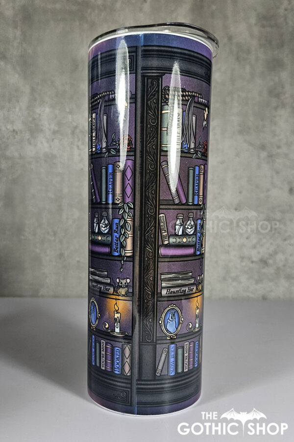 dark romance oddities library bookcase burgundy gothic 20oz straight tumbler