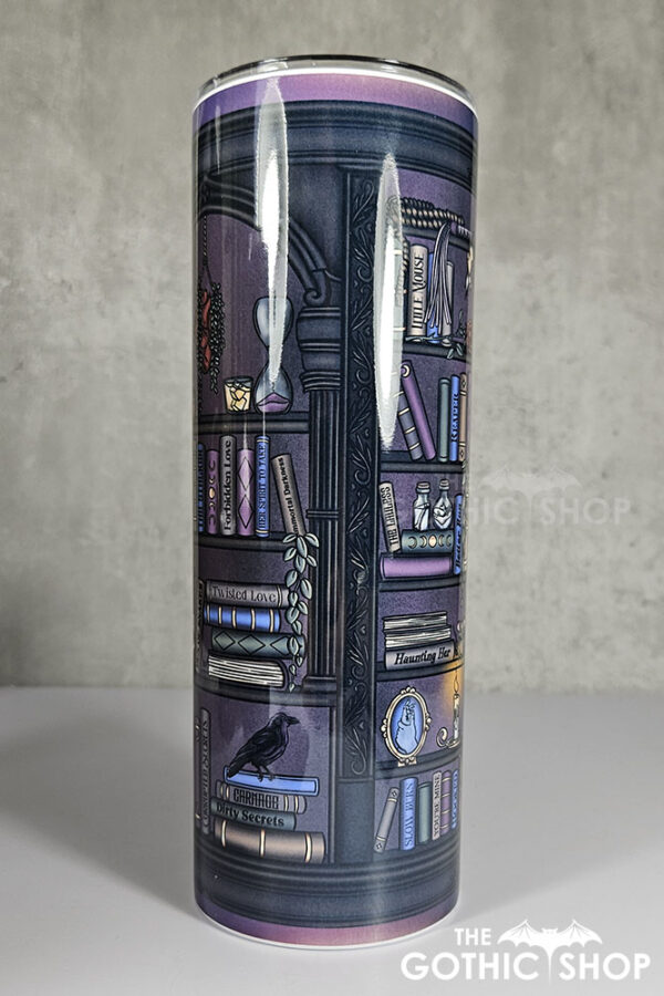 dark romance oddities library bookcase burgundy gothic 20oz straight tumbler