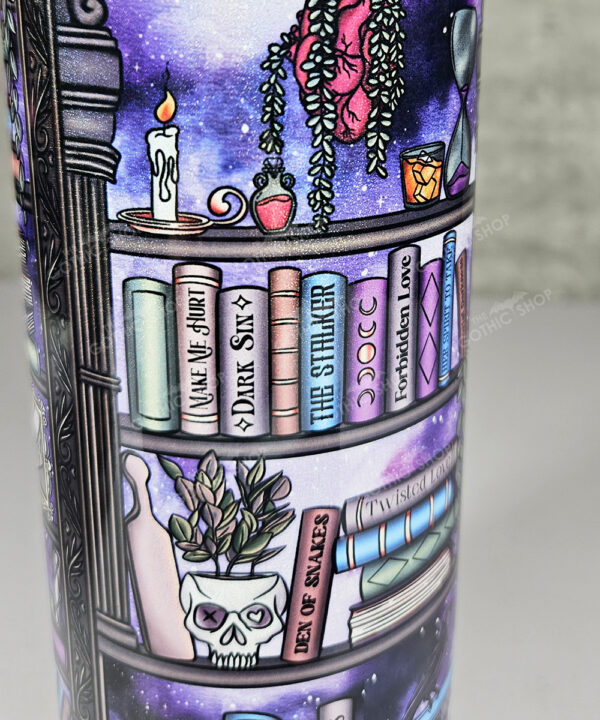 dark romance oddities library bookcase purple galaxy gothic 20oz straight tumbler
