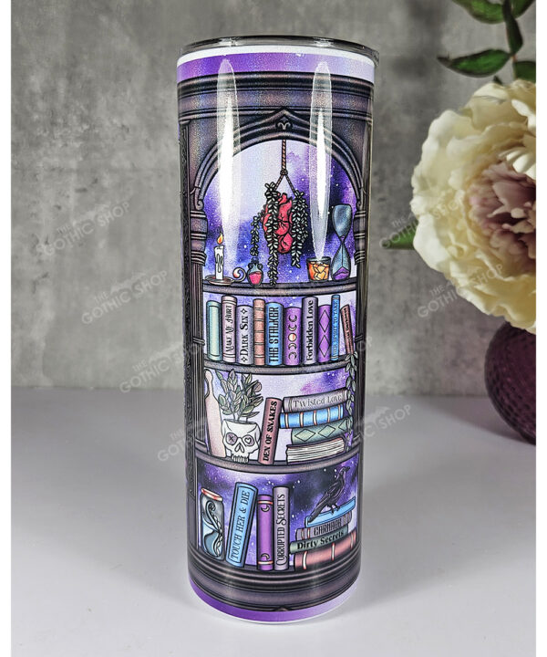 dark romance oddities library bookcase purple galaxy gothic 20oz straight tumbler