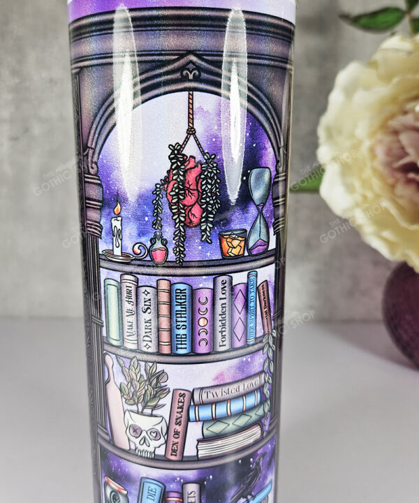 dark romance oddities library bookcase purple galaxy gothic 20oz straight tumbler