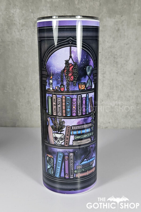 dark romance oddities library bookcase purple galaxy gothic 20oz straight tumbler