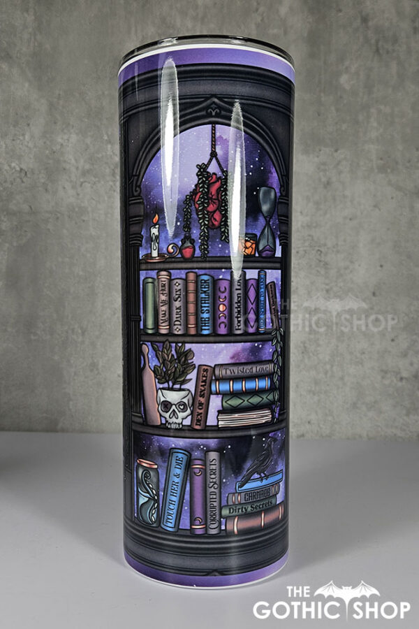 dark romance oddities library bookcase purple galaxy gothic 20oz straight tumbler