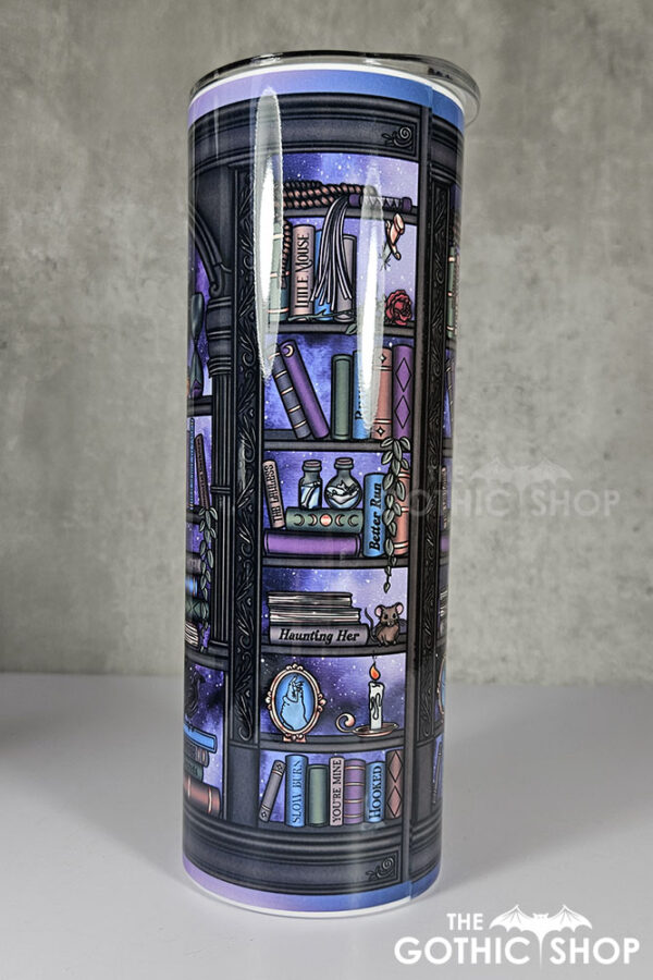 dark romance oddities library bookcase purple galaxy gothic 20oz straight tumbler