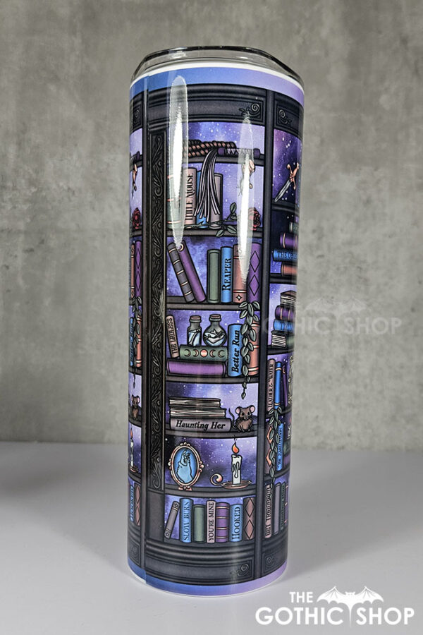 dark romance oddities library bookcase purple galaxy gothic 20oz straight tumbler