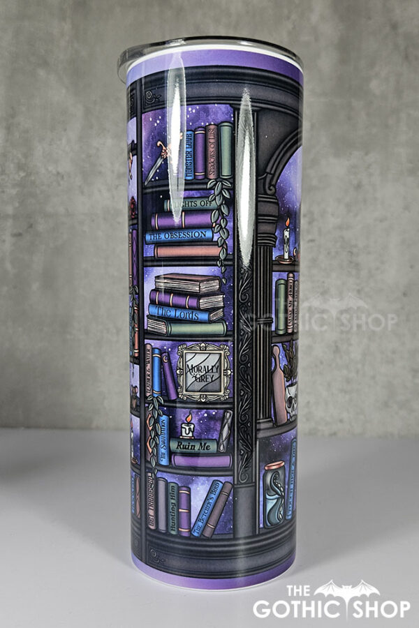 dark romance oddities library bookcase purple galaxy gothic 20oz straight tumbler