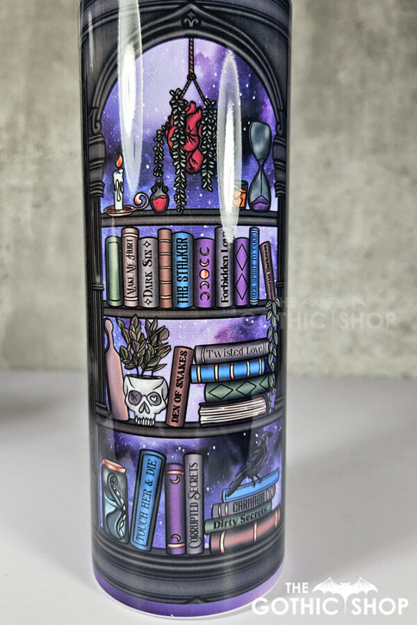 dark romance oddities library bookcase purple galaxy gothic 20oz straight tumbler