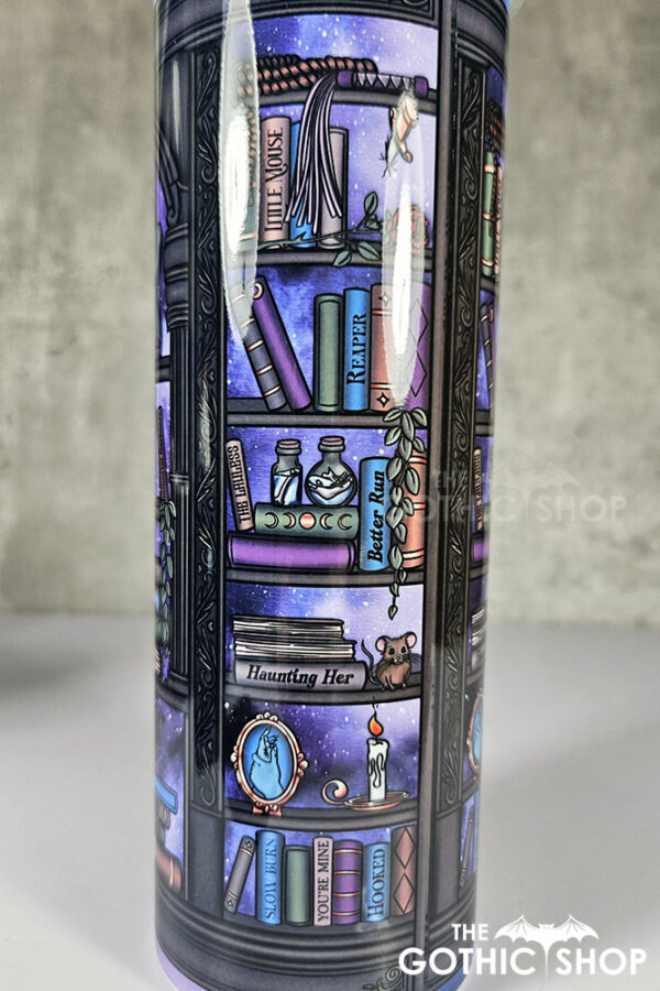 dark romance oddities library bookcase purple galaxy gothic 20oz straight tumbler
