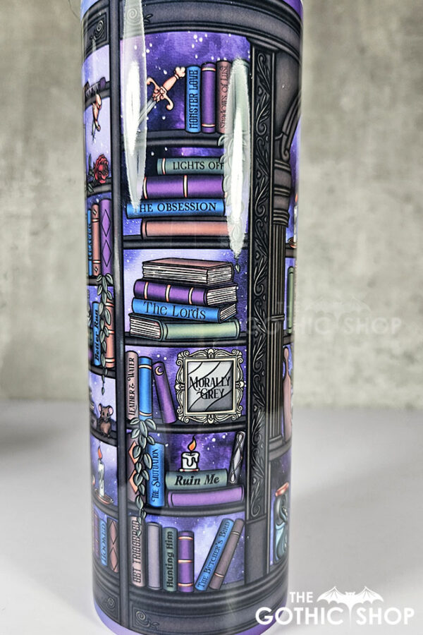 dark romance oddities library bookcase purple galaxy gothic 20oz straight tumbler