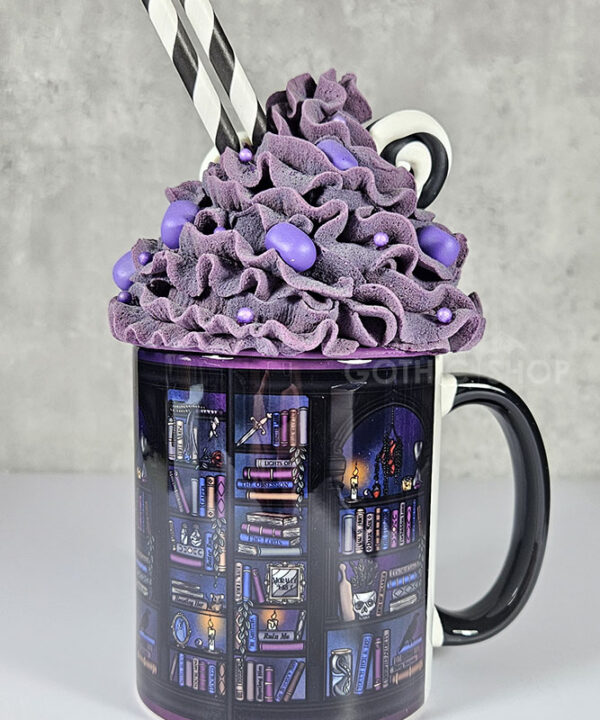 dark romance oddities library bookcase ombre gothic ceramic mug