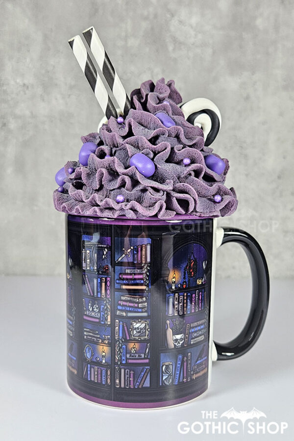 dark romance oddities library bookcase ombre gothic ceramic mug