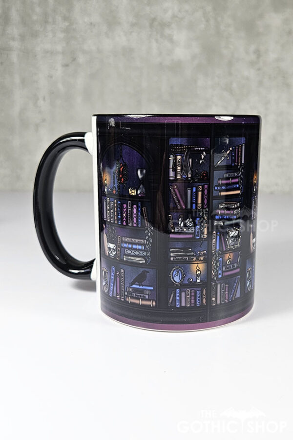 dark romance oddities library bookcase ombre gothic ceramic mug
