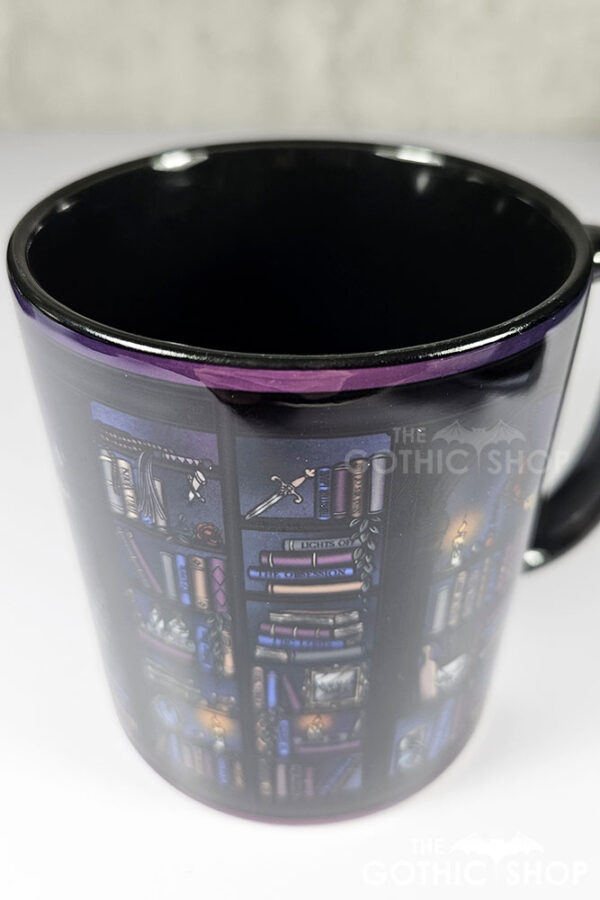 dark romance oddities library bookcase ombre gothic ceramic mug