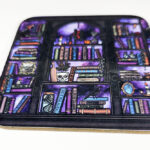 dark romance oddities library bookcase purple galaxy gothic square glossy coaster
