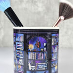 dark romance oddities library bookcase ombre blue purple pen or makeup brush pot