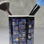 dark romance oddities library bookcase ombre blue purple pen or makeup brush pot
