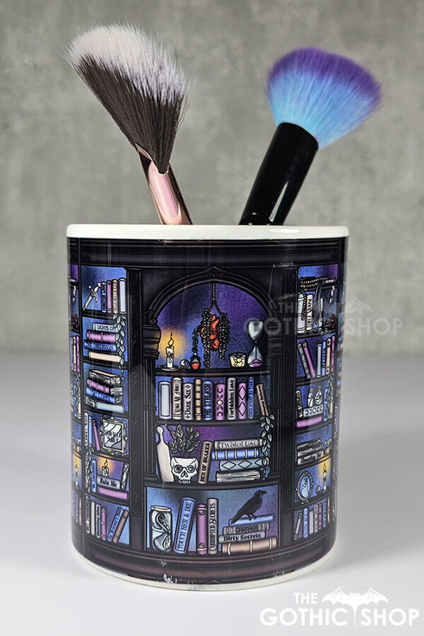 dark romance oddities library bookcase ombre blue purple pen or makeup brush pot