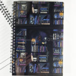 dark romance oddities library bookcase ombre blue purple a5 notebook journal