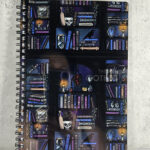 dark romance oddities library bookcase ombre blue purple a5 notebook journal