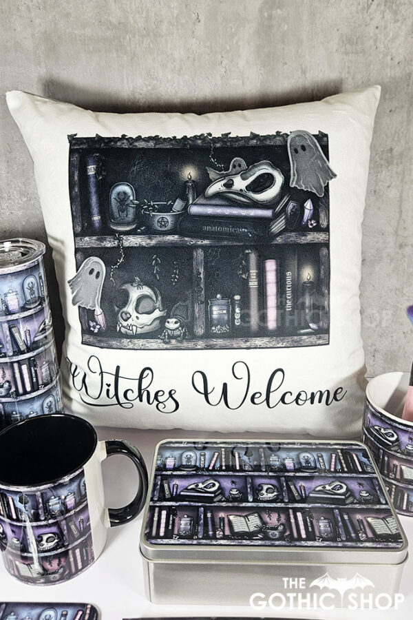 witchy curios rustic grey bookshelves gothic 20oz straight tumbler
