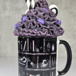 witchy curios rustic grey bookshelves ceramic mug