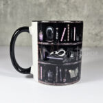 witchy curios rustic grey bookshelves ceramic mug