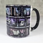 witchy curios rustic grungy colours bookshelves ceramic mug