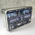 witchy curios rustic grungy colour bookshelves gothic rectangular tin