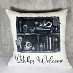 haunted ghosties curios rustic grungy bookshelves gothic velvet cushion