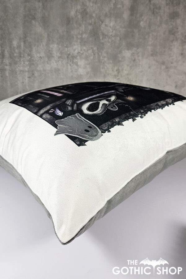 haunted ghosties curios rustic grungy bookshelves gothic velvet cushion