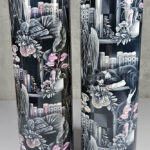 cottagecore bookshelves mushrooms and black/grey tabby cat gothic 20oz straight tumbler