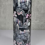 cottagecore bookshelves mushrooms and black/grey tabby cat gothic 20oz straight tumbler