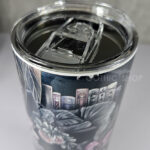 cottagecore bookshelves mushrooms and black/grey tabby cat gothic 20oz straight tumbler