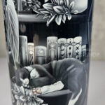 cottagecore bookshelves mushrooms and black/white cat gothic 20oz straight tumbler