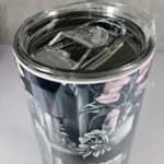 cottagecore bookshelves mushrooms and black/white cat gothic 20oz straight tumbler