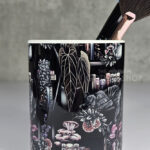 cottagecore bookshelves mushrooms and black/grey tabby cat pen or makeup brush pot (copy)