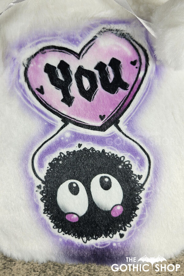 soot sprite heart love you hot water bottle with plush cover