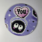 soot sprite heart love you purple 9cm round glossy coaster