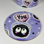 soot sprite heart love you purple 9cm round glossy coaster