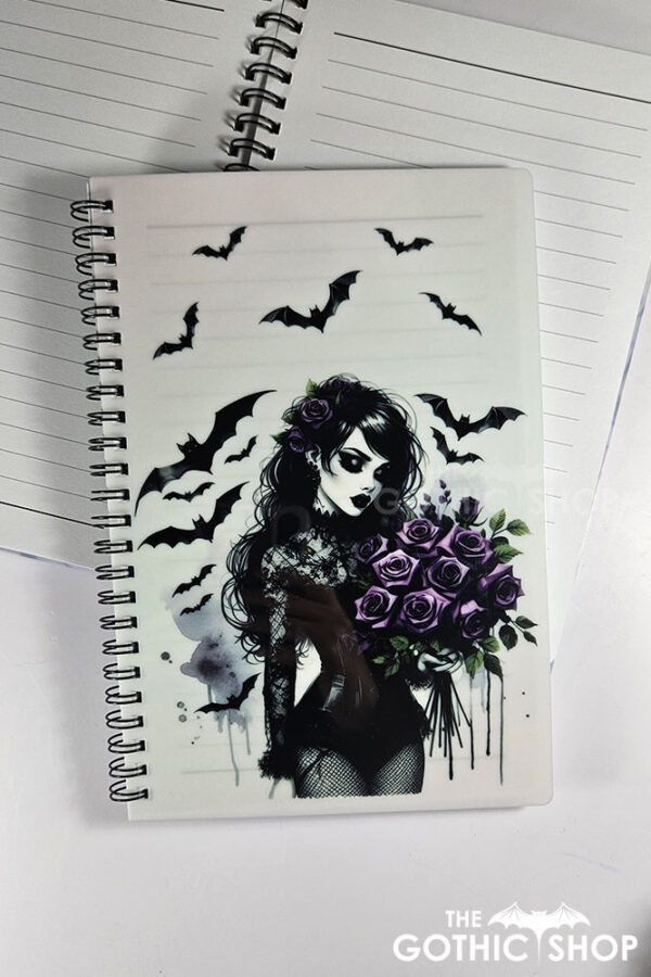goth lady purple roses a5 notebook journal