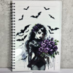 goth lady purple roses a5 notebook journal
