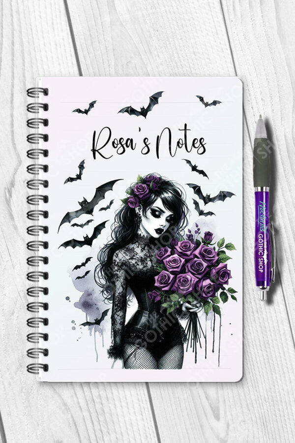 goth lady purple roses a5 notebook journal