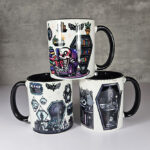 bookish babe witchy curios & grey tabby cat coffin bookshelves mug