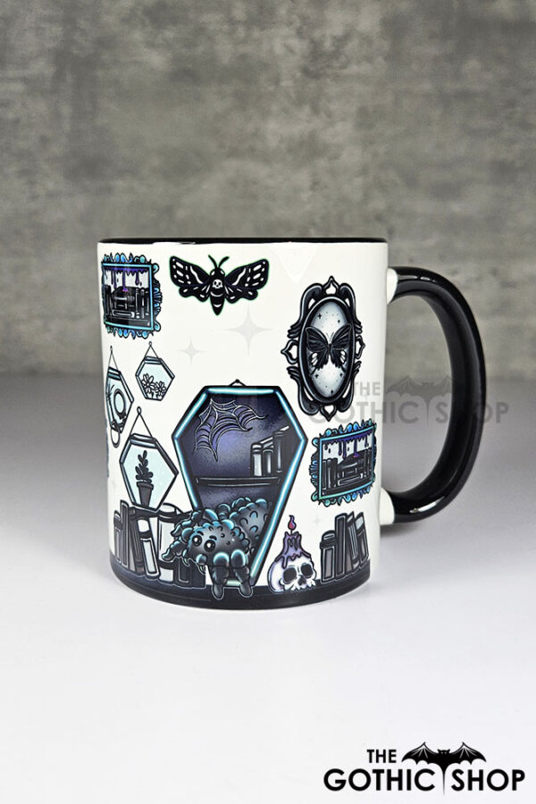 bookish nook spider bookshelves gothic mug gift