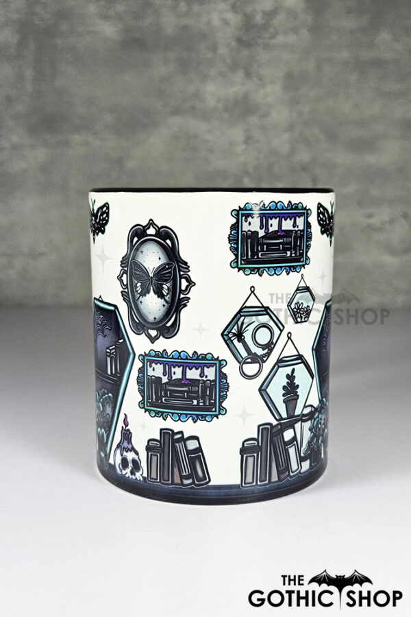 bookish nook spider bookshelves gothic mug gift