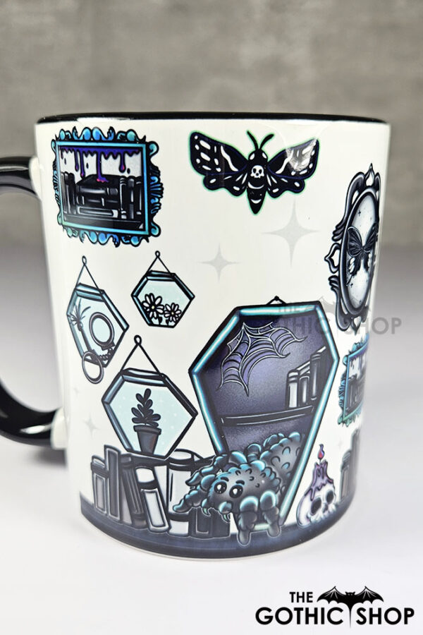 bookish nook spider bookshelves gothic mug gift