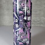 sew magical crafter's bright pink stripe gothic 20oz straight tumbler